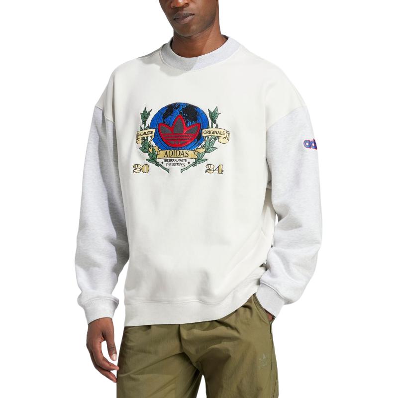 adidas Retro Crewneck Long-Sleeve Sweatshirt White IX6755