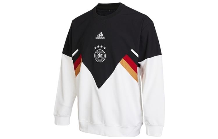 adidas Retro Football Logo Print Long Sleeve Sweatshirt Black/White Men HF4064