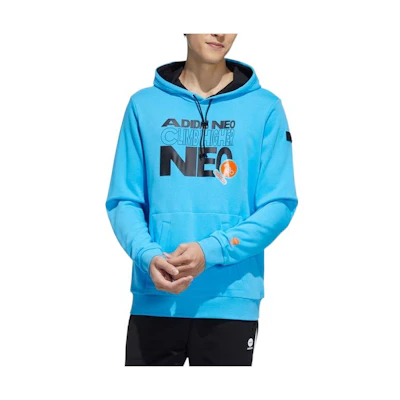 adidas Retro Letter Graphic Hoodie Blue Unisex Casual Sportswear HD7095