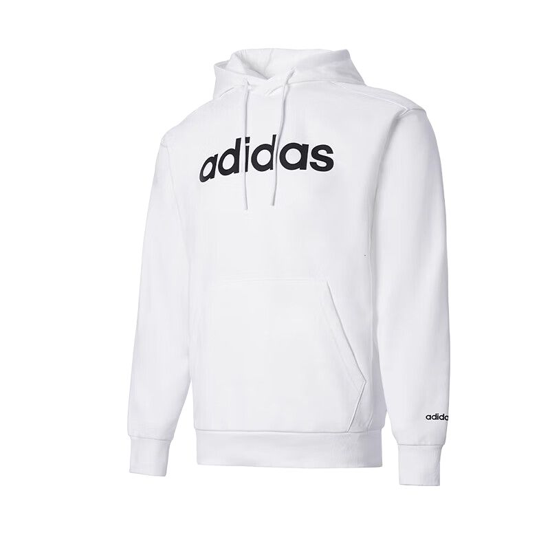 adidas Retro Letter Logo Hoodie White Long Sleeve Casual Pullover JF3319