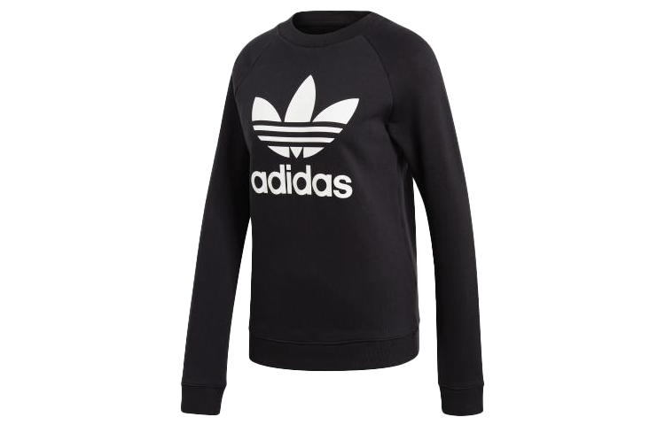 adidas Retro Letter Logo Pullover Sweatshirt Unisex - Black DV2612