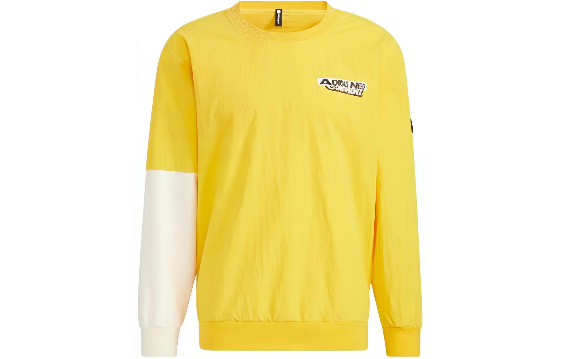 adidas Retro Letter Print Colorblock Sweatshirt Yellow HD4637