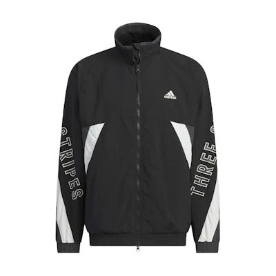 adidas Retro Letter Print Colorblock Track Jacket Black Unisex IS5146