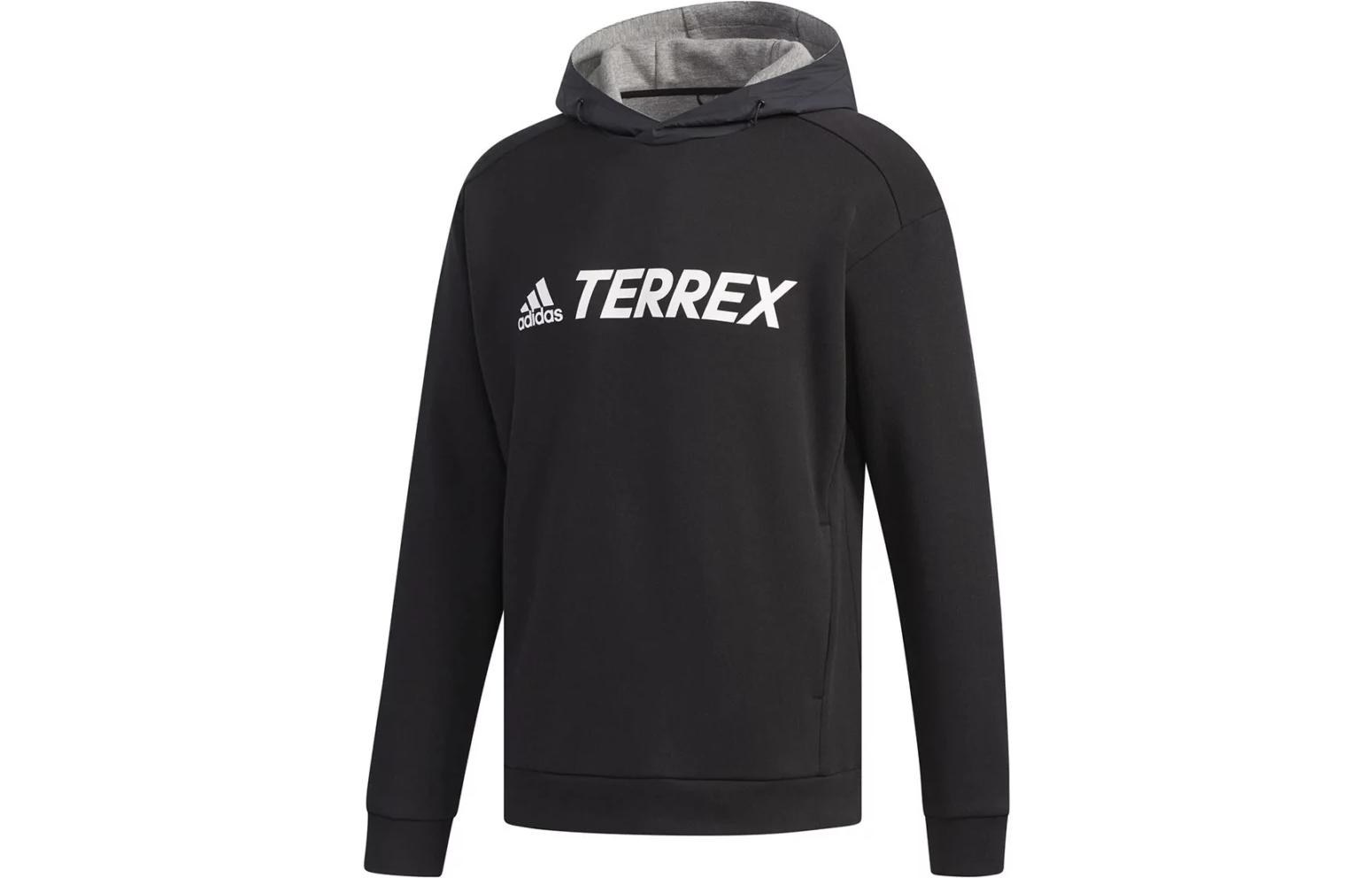 adidas Retro Letter Print Pullover Hoodie Black Casual Style FJ9246