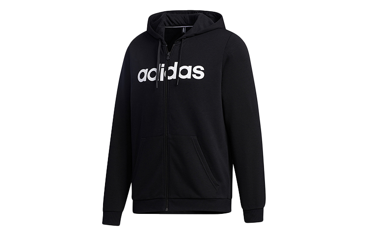adidas Retro Letter Print Zip Hoodie - Black GJ8927