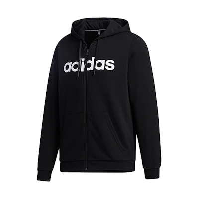 adidas Retro Letter Print Zip Hoodie - Black GJ8927