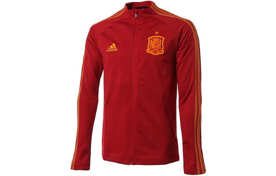 adidas Retro Logo Embroidered Zip Jacket Spain Team Red Long-Sleeve FI6295