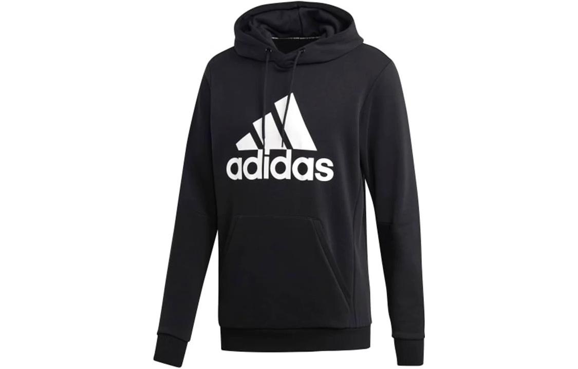 adidas Retro Logo Print Drawstring Hoodie - Black GH6663