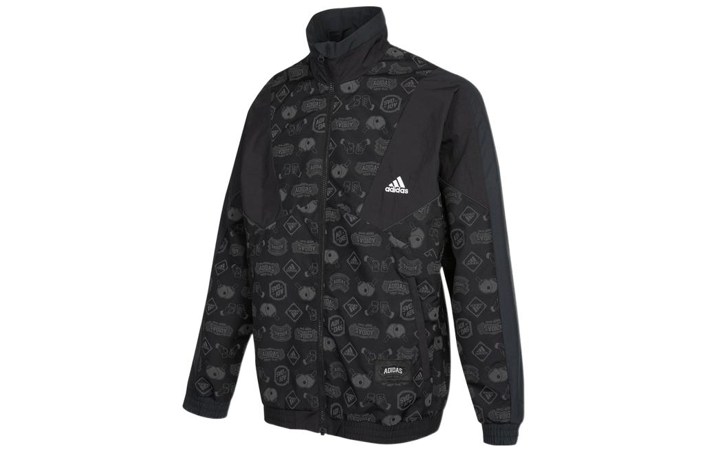 adidas Retro Logo Print Track Jacket Black HE7474