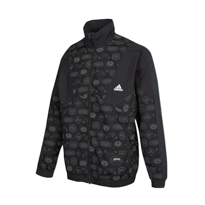 adidas Retro Logo Print Track Jacket Black HE7474