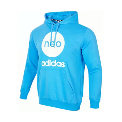adidas Retro Logo Printed Hoodie Unisex Blue HM2001