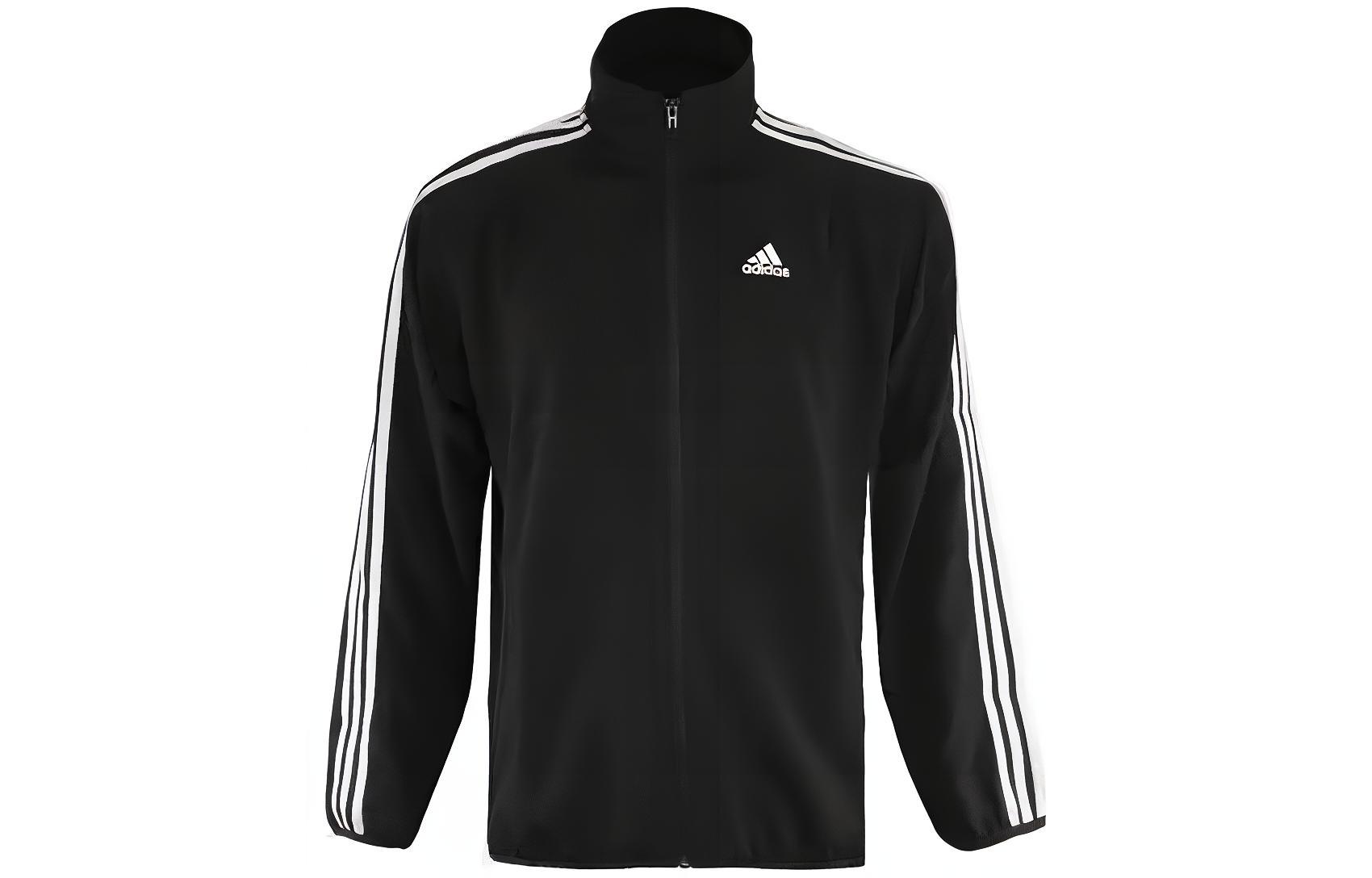 adidas Retro Logo Track Jacket High Collar Black Long Sleeve Sportswear GN0819