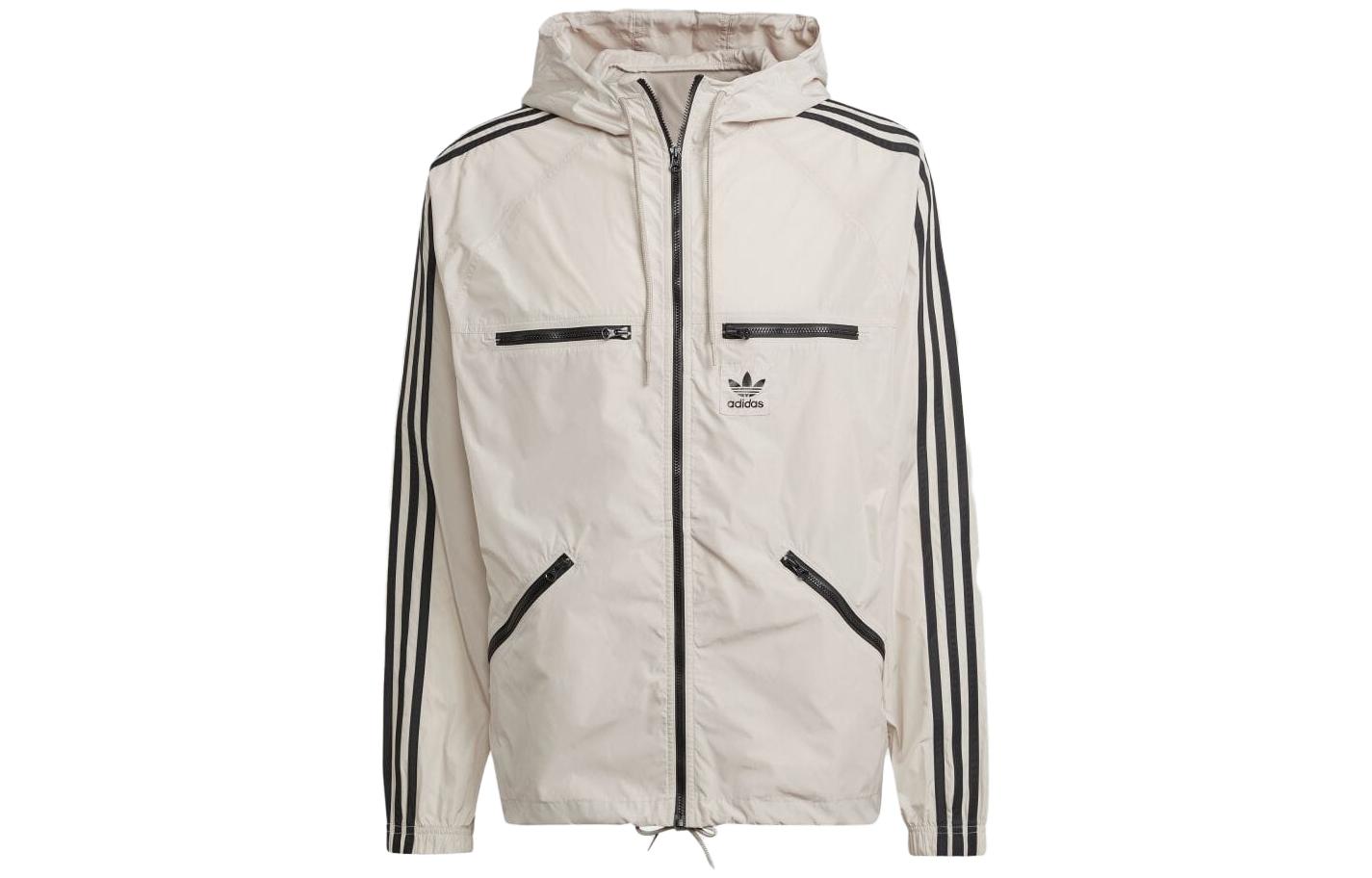 adidas Retro Logo Track Jacket with Solid Color Zip Hoodie IM2107