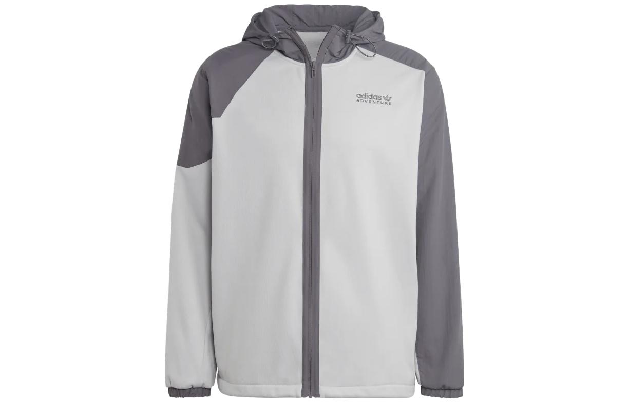 adidas Retro Logo Zip-Up Hoodie in Light Gray HK5020