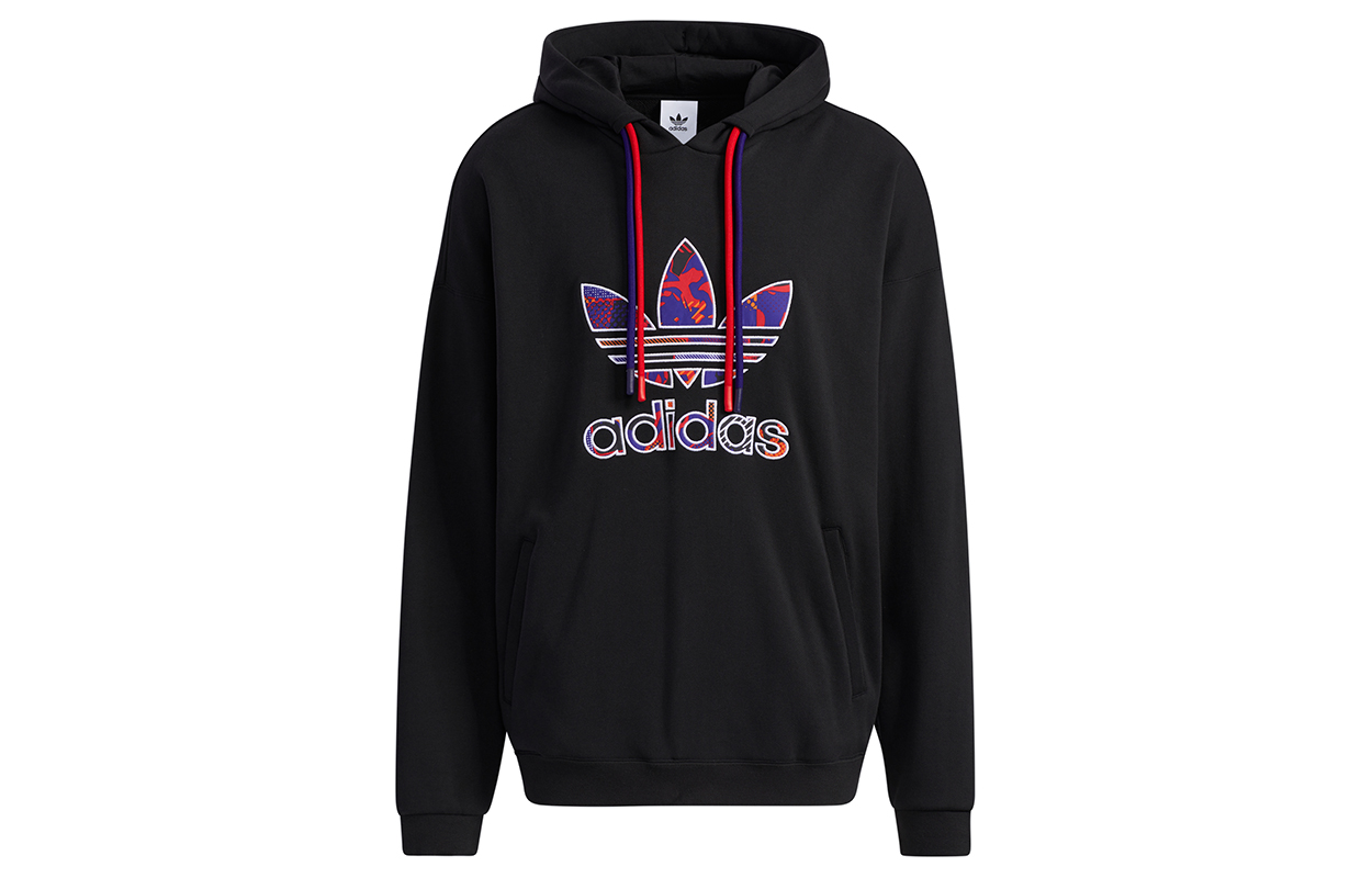adidas Retro Print Double Drawstring Hoodie Black GP1865