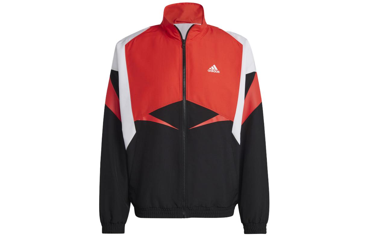 adidas Retro Red Colorblock Track Jacket with Stand-Up Collar IC3694