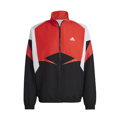 adidas Retro Red Colorblock Track Jacket with Stand-Up Collar IC3694