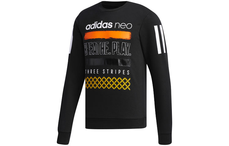 adidas Retro Sports Knit Letter Sweatshirt Black DX0043