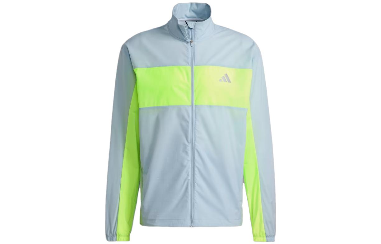 adidas Retro Sports Slim Fit Stand Collar Logo Jacket Men’s Light Blue IM1732