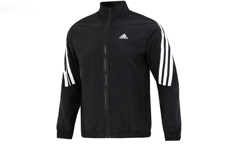 adidas Retro Sports Track Jacket with 3-Stripes Logo Print Black HJ9944