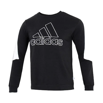 adidas Retro Striped Logo Crewneck Sweatshirt Black Long Sleeve HK4539