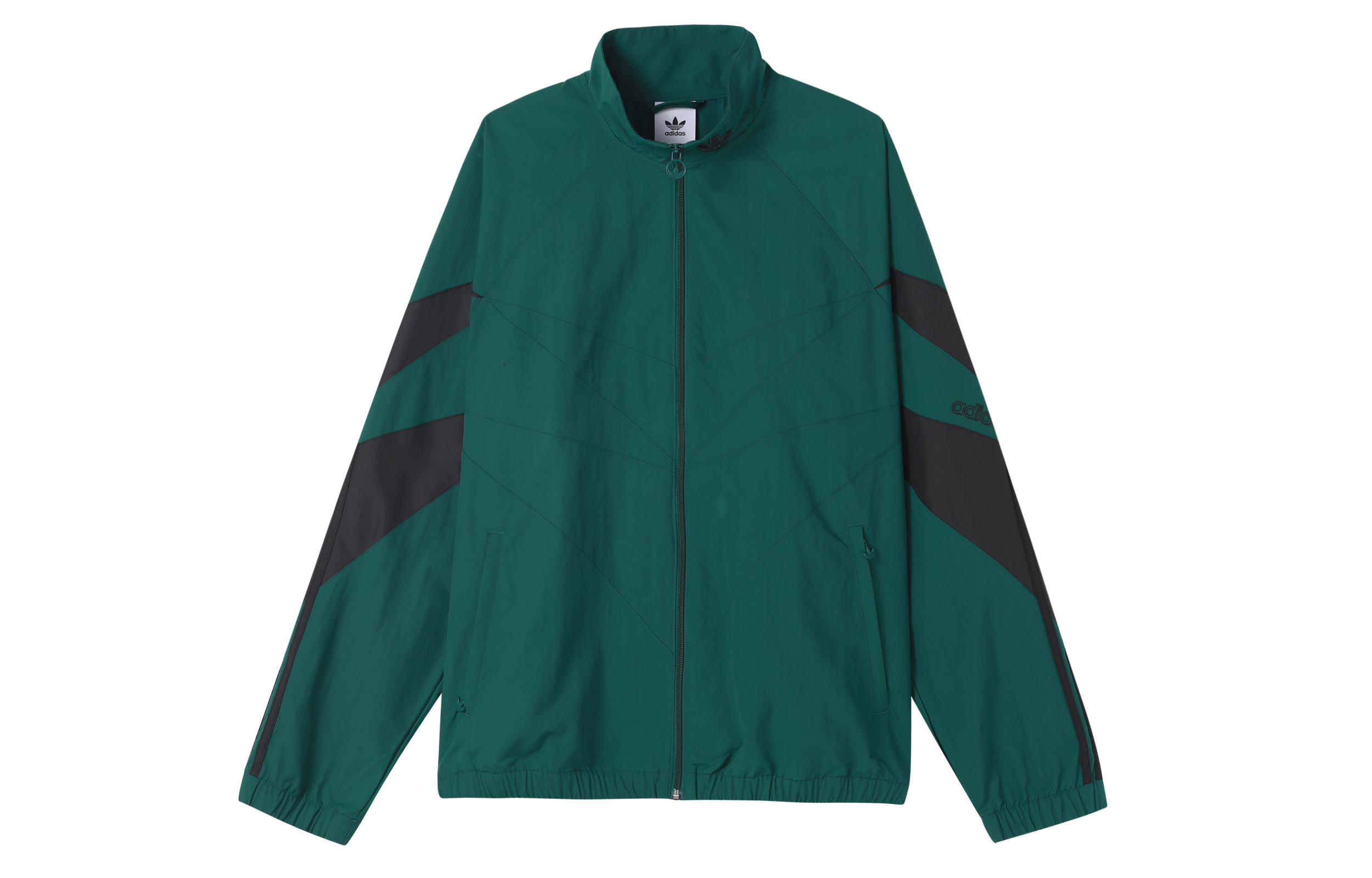 adidas Retro Striped Track Jacket Green Colorblock High Neck H06747