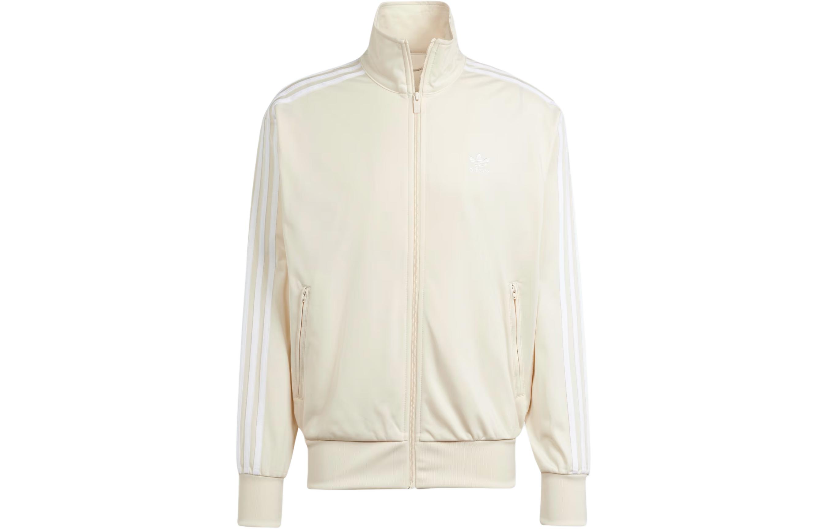 adidas Retro Striped Track Jacket with Front Logo Embroidery - White IR9892