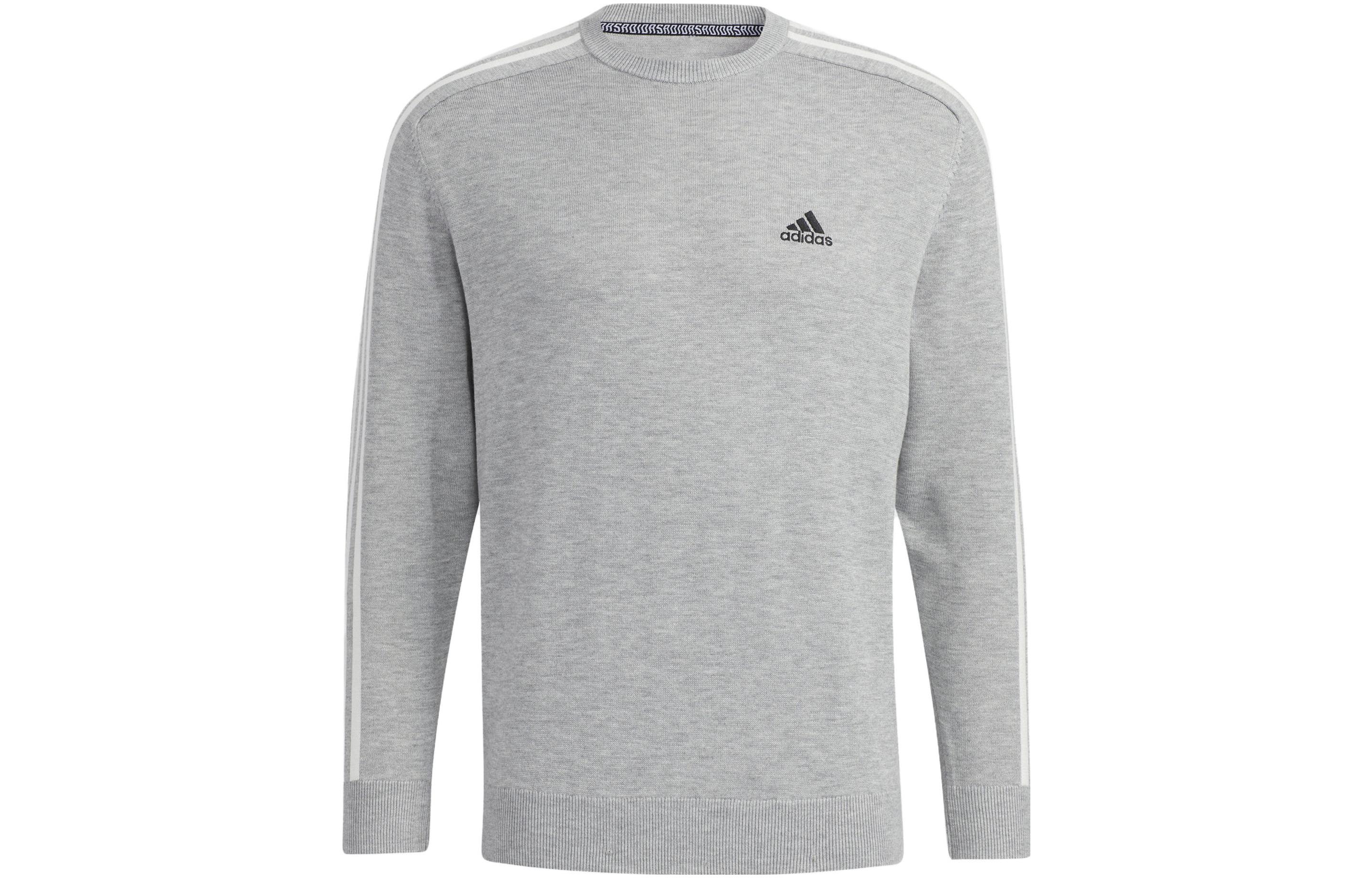 adidas Retro Three-Stripe Logo Pullover Sweatshirt Grey GV1202