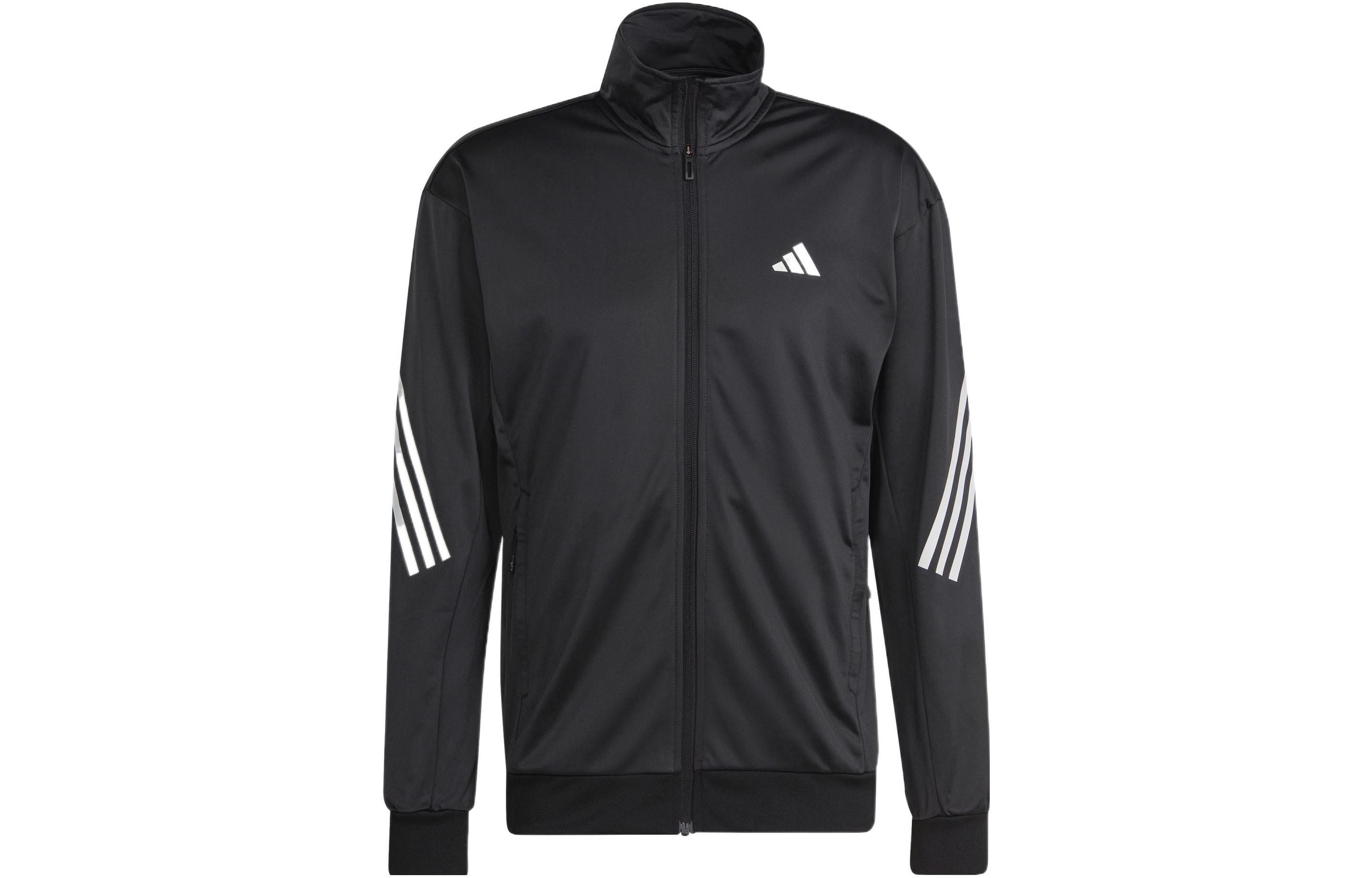 adidas Retro Track Jacket Black - Logo Print, Striped Trim, Moisture-Wicking HT7176