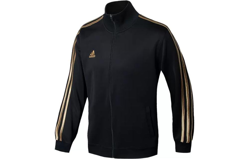 adidas Retro Track Jacket Black with Gold Stripes Unisex Sportswear TR30J1-BG