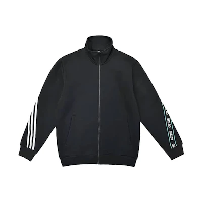 adidas Retro Track Jacket Black with Letter Print and Striped Design IK7612