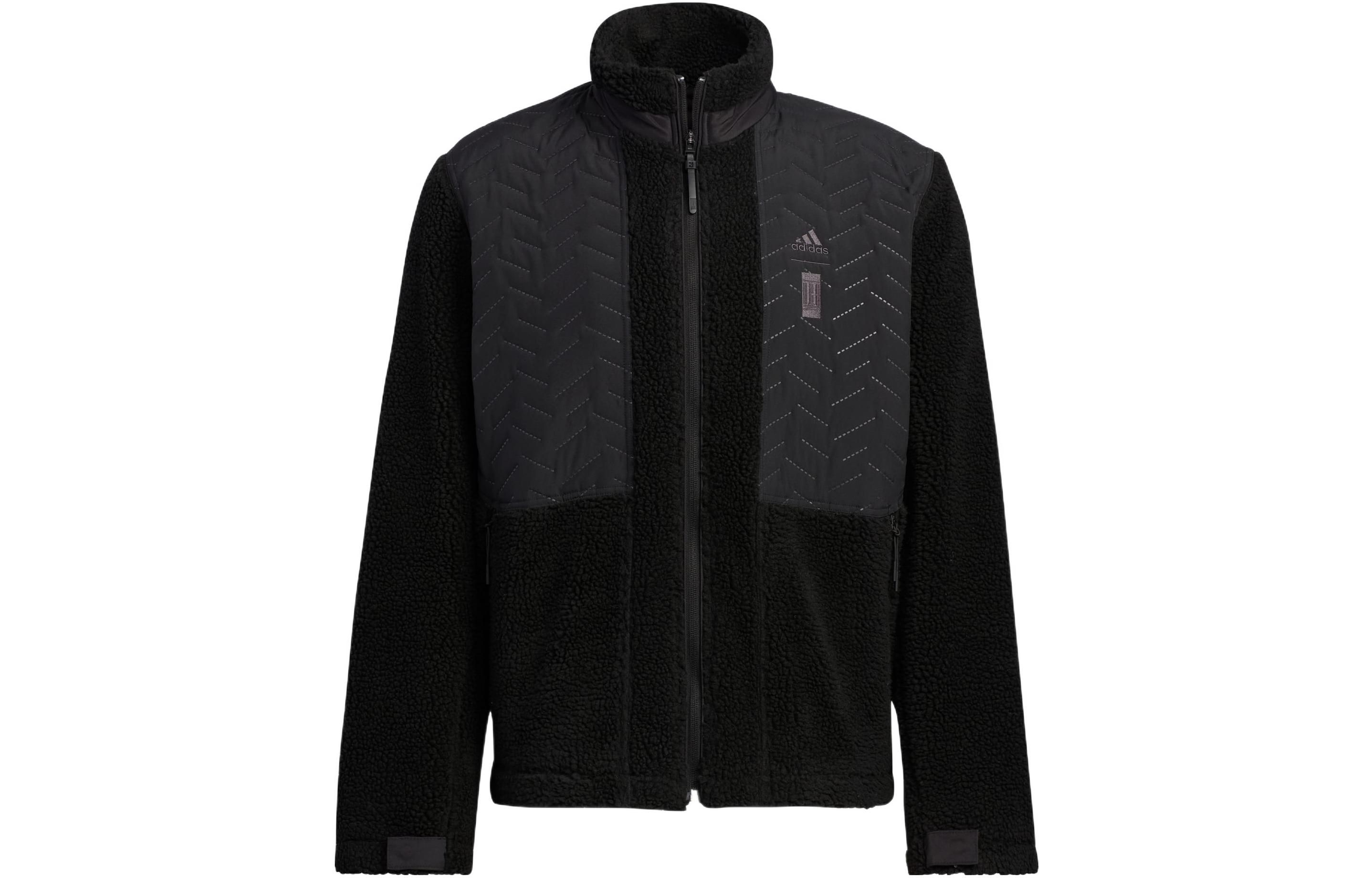 adidas Retro Track Jacket Black with Solid Logo Print and Zip-Up Design HN8958