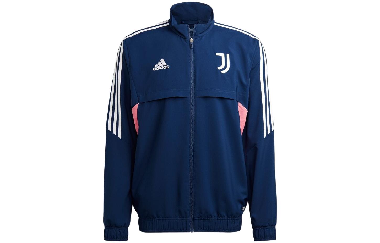 adidas Retro Track Jacket Solid Logo Embroidery Striped Navy Blue HC3291