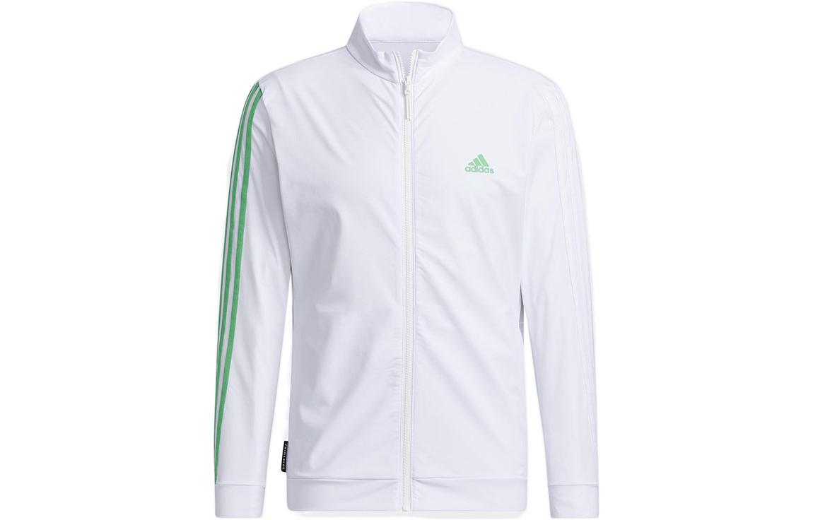 adidas Retro Track Jacket White with Logo, Striped Sleeves, and Zip-Up Collar GV1183