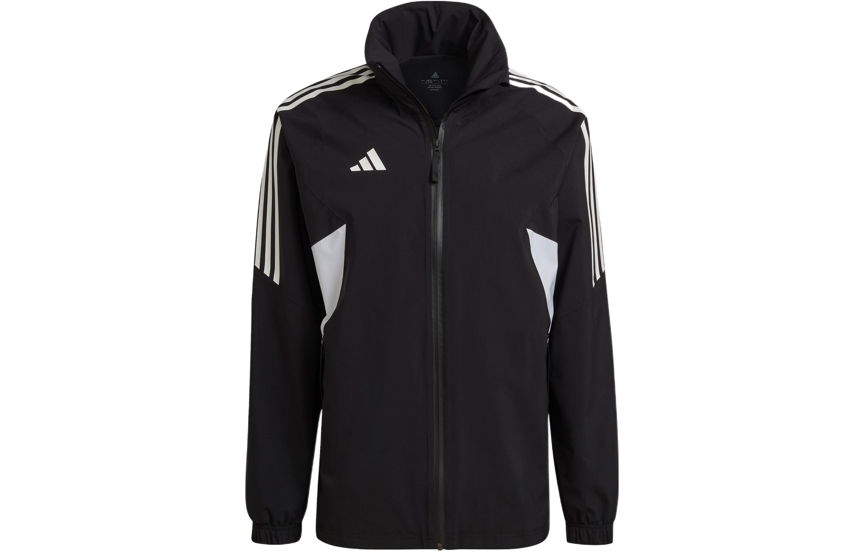adidas Retro Track Jacket with Colorblock Logo and Stripe Trim - Black HT2541
