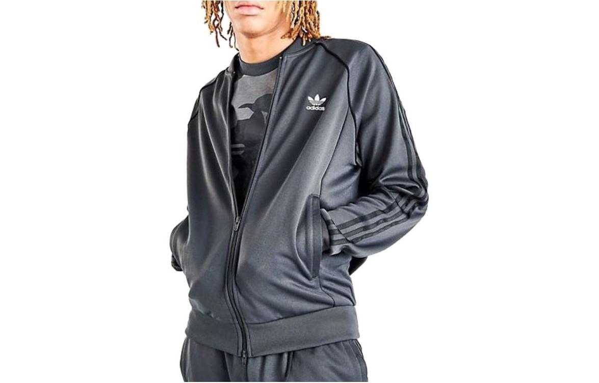 adidas Retro Track Jacket with Side Stripes and Logo - Black GC8800