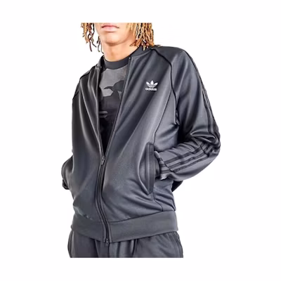 adidas Retro Track Jacket with Side Stripes and Logo - Black GC8800