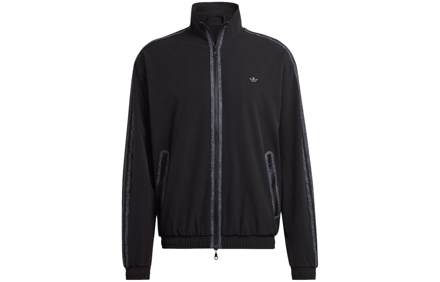 adidas Retro Track Jacket with Stripes and Zipper Pockets Black - IJ0703