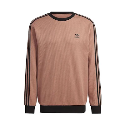 adidas Retro Trefoil Logo Striped Crewneck Sweatshirt Brown () HS2080
