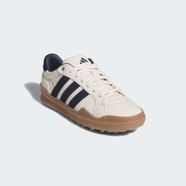 Shop Adidas RetroCross Gripmore 無釘高爾夫鞋 白色/海軍藍/棕色 JR1899