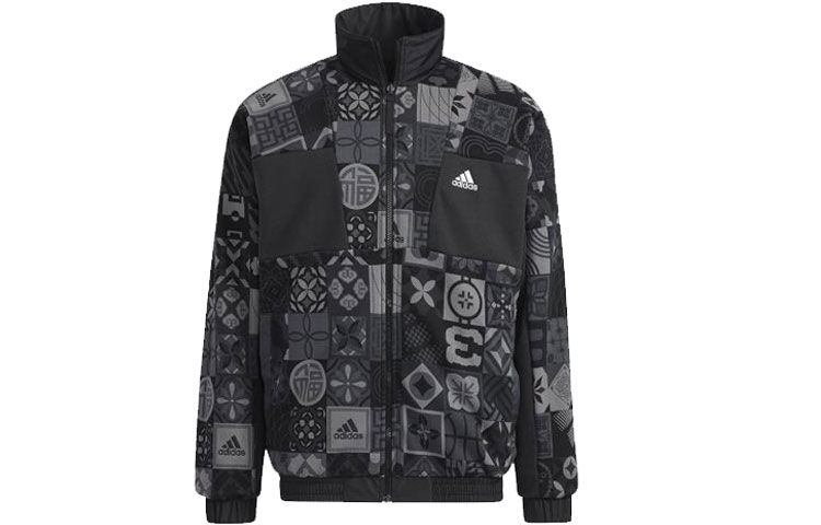 Lookbook adidas Reversible Colorblock Fleece Logo Jacket - Black HC0268