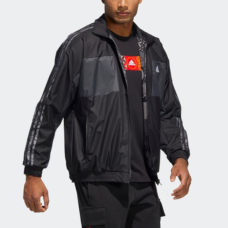 Details for adidas Reversible Colorblock Fleece Logo Jacket - Black HC0268