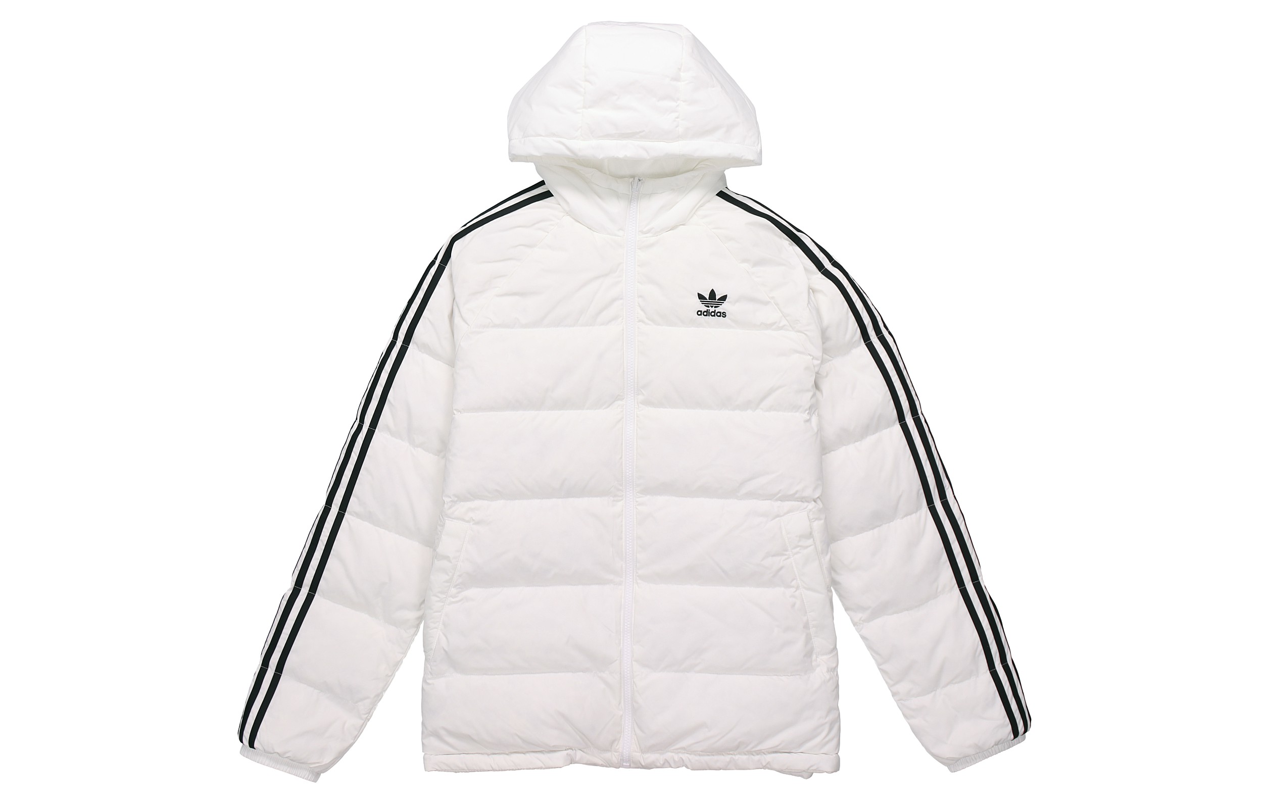 adidas Reversible Down Puffer Jacket Winter Casual White Hooded Coat FT6894