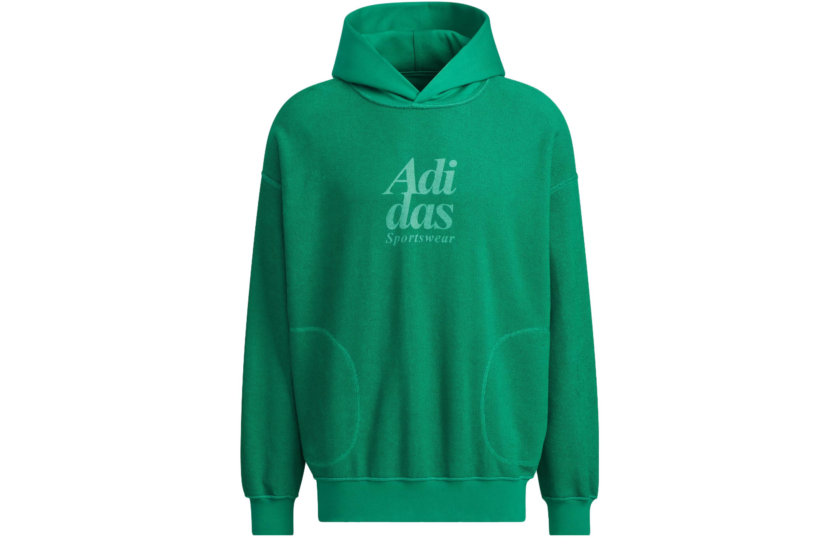 adidas Reversible Hoodie Letter Logo Print Green Unisex Dual-Sided Wearable IZ1617