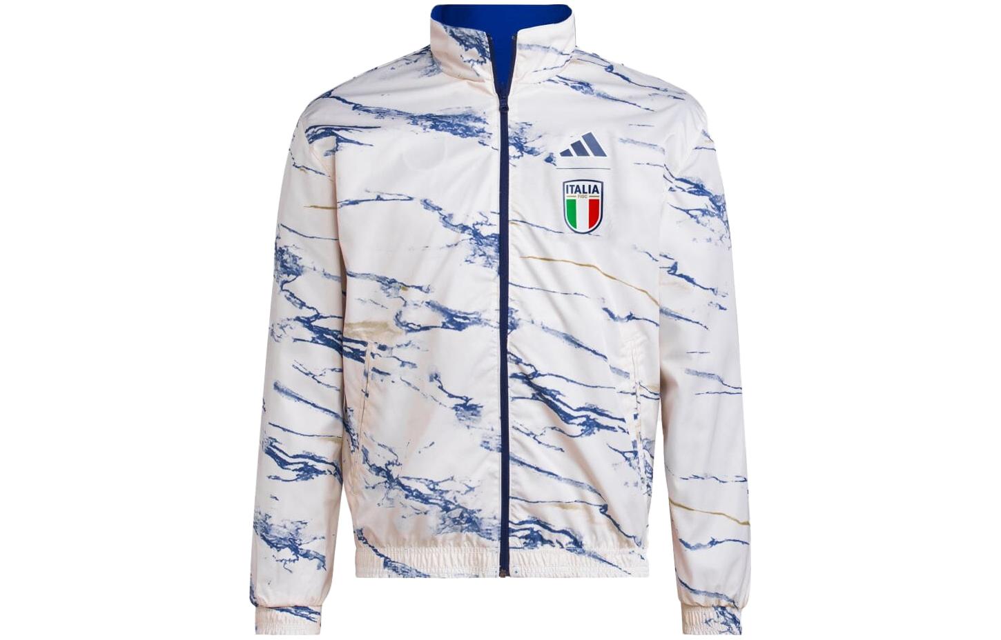 adidas Reversible Logo Print Zip-Up Jacket Blue/White HT2186