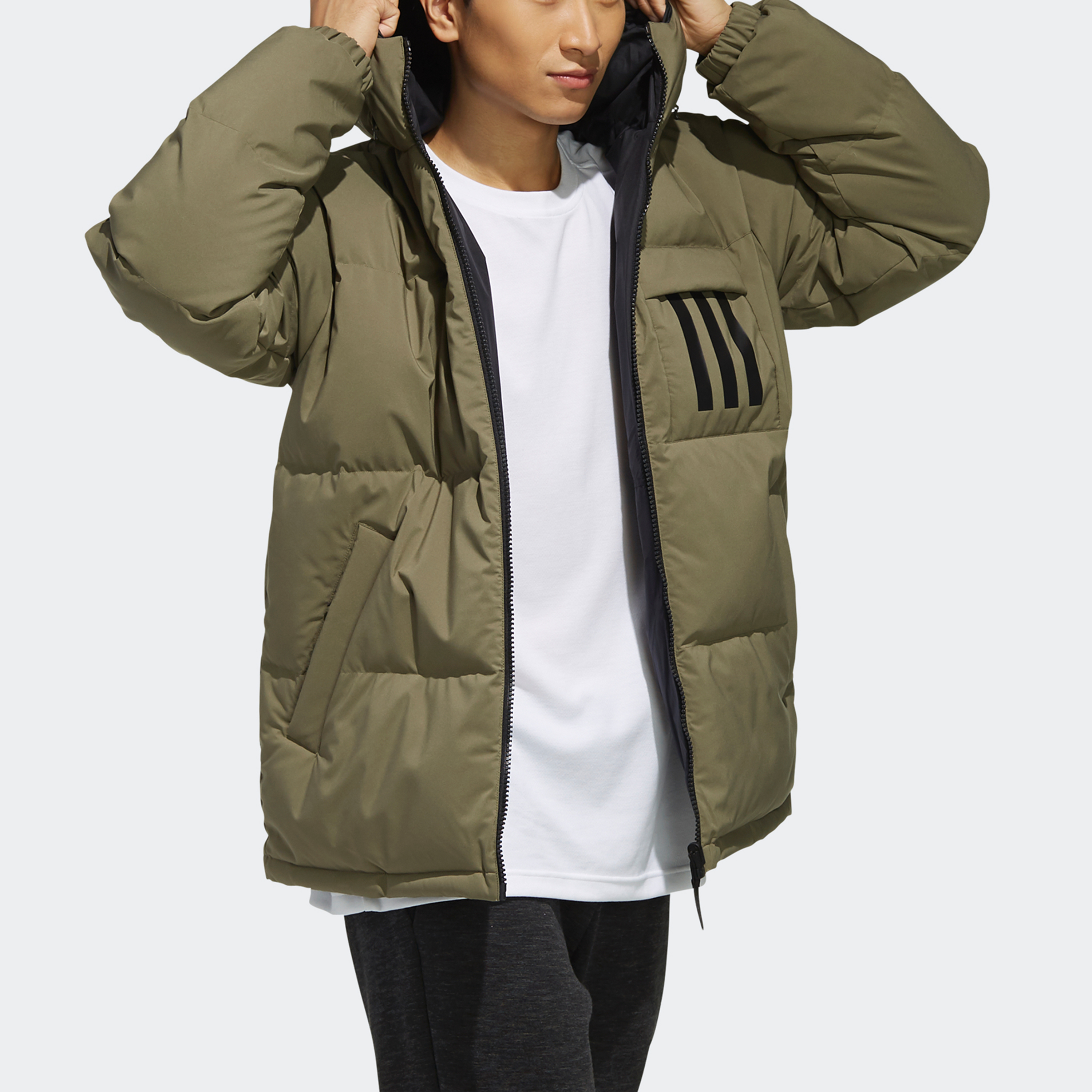 adidas Reversible Logo Puffer Jacket for Men - Khaki Brown EH4009 圖 8