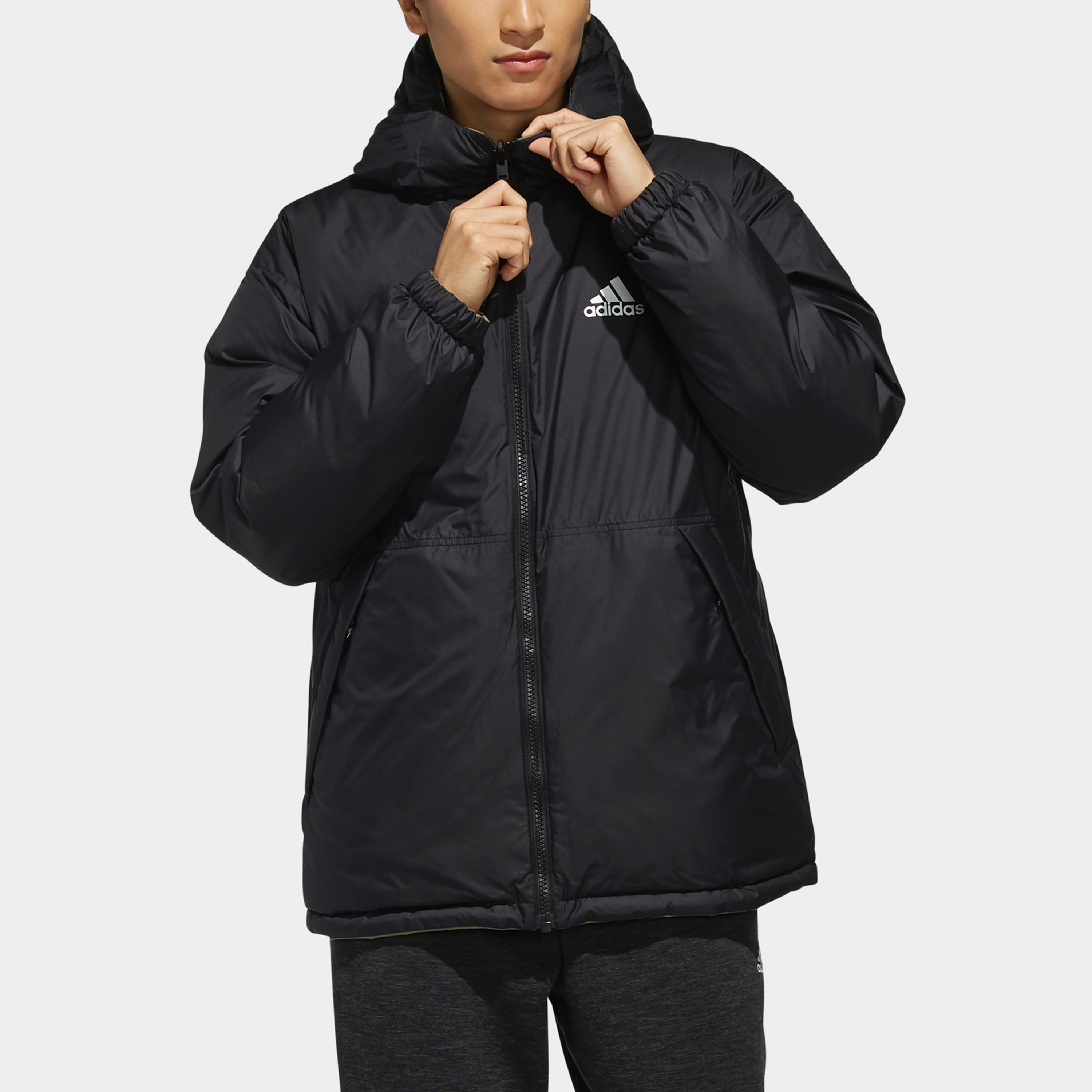 adidas Reversible Logo Puffer Jacket for Men - Khaki Brown EH4009 圖 9