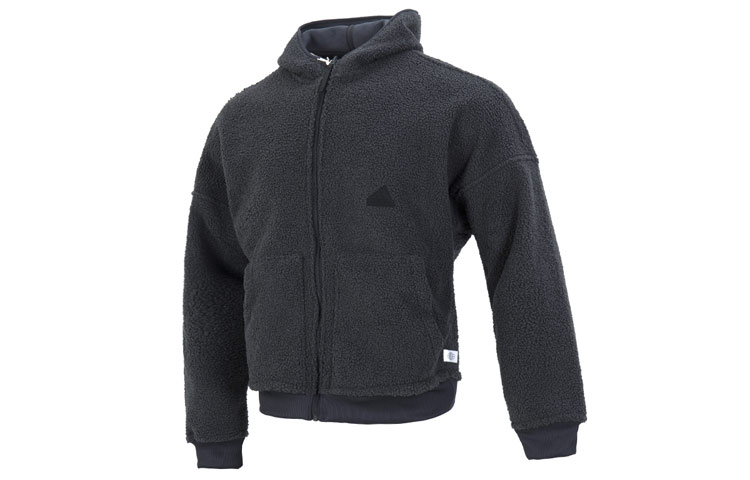 adidas Reversible Polar Fleece Hoodie Jacket Gray Winter Casual Outfit HG2076