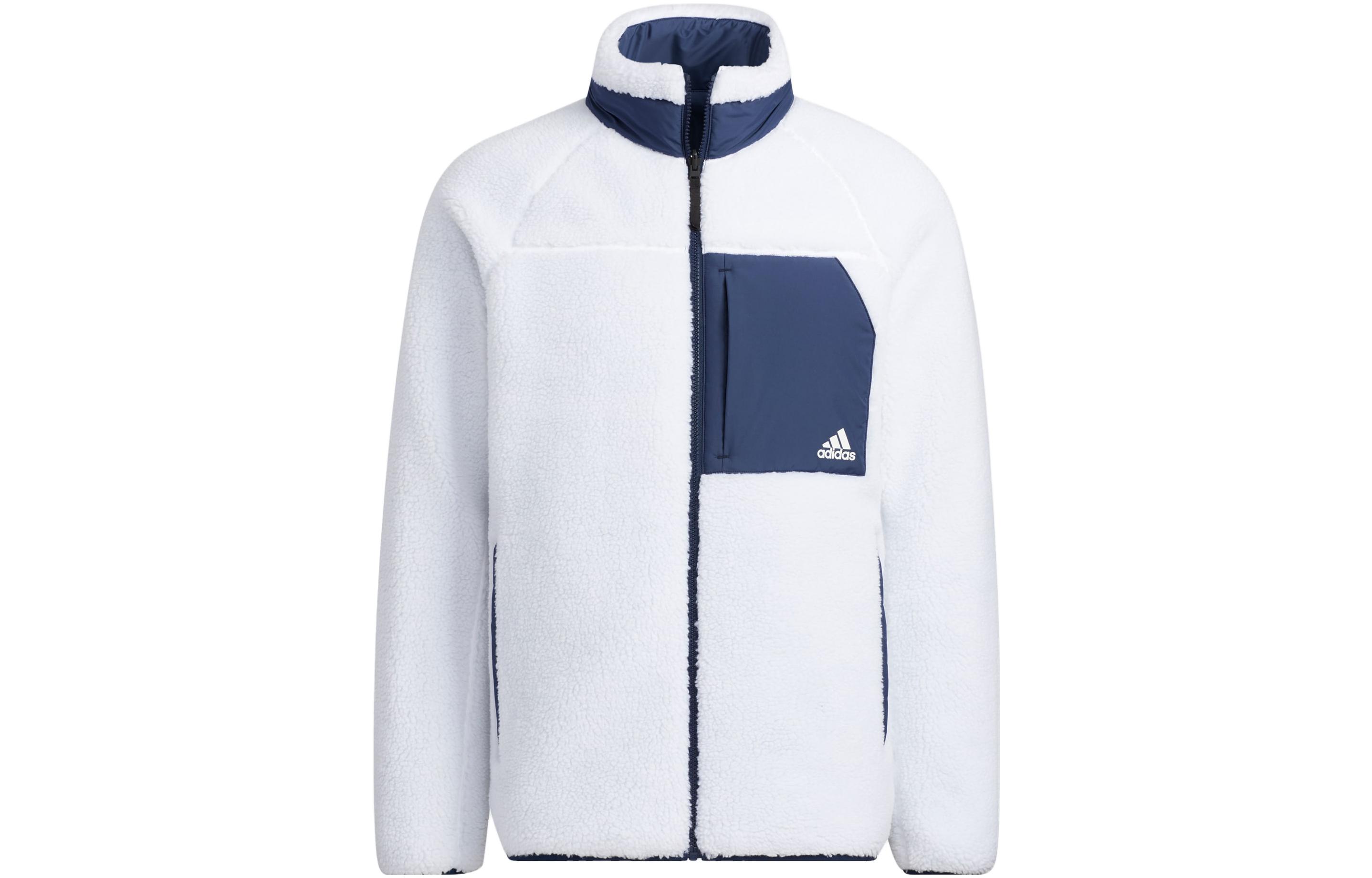 adidas Reversible Sherpa Jacket White - Vintage Logo Fleece Outdoor Unisex Style H23092