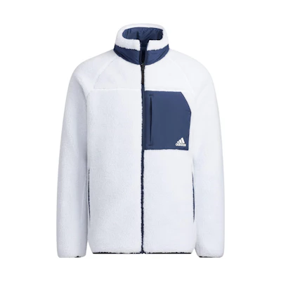 adidas Reversible Sherpa Jacket White - Vintage Logo Fleece Outdoor Unisex Style H23092